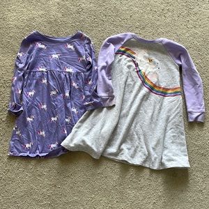2 long sleeve unicorn dresses